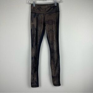 Lululemon Black Gold Golden Goddess Wunder Under Athletic Pants Size 2